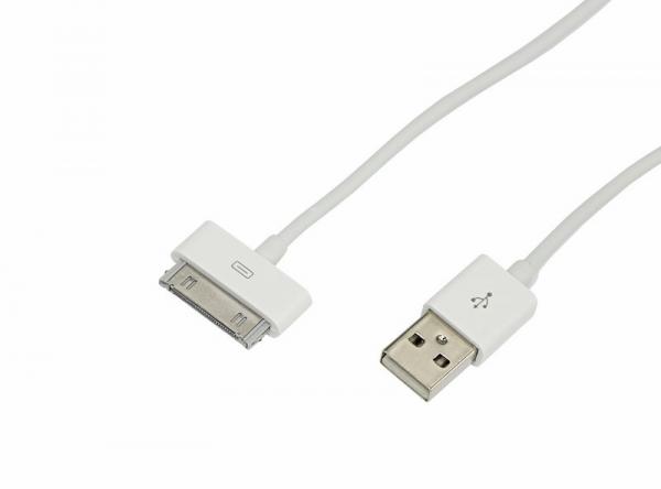 Кабель USB для iPhone 4/4S 30 pin 1М белый REXANT 18-1123 18-1123