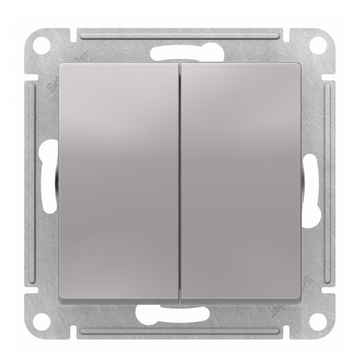 Schneider Electric AtlasDesign Алюминий  Выключатель 2-клавишный схема 5, 10АХ, механизм ATN000351