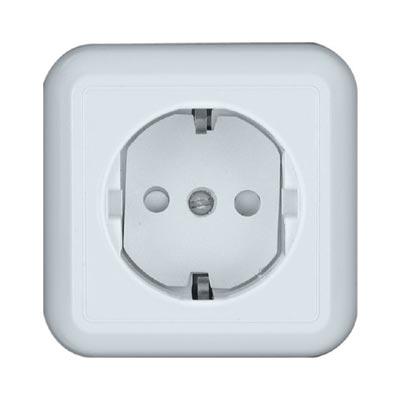 Schneider Electric  Прима  Белый  Розетка с заземляющими контактами (250В, 16А, защитные шторки) IP20 открытая установка RA16-003-1-B