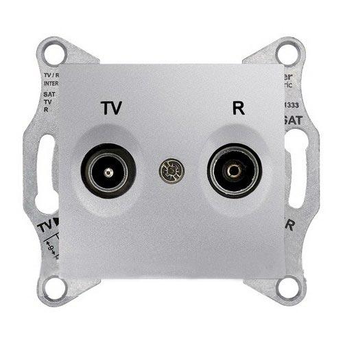 Schneider Electric Sedna Алюминий Розетка механизм TV/R проходной 4dB IP20 скрытая установка SDN3301860