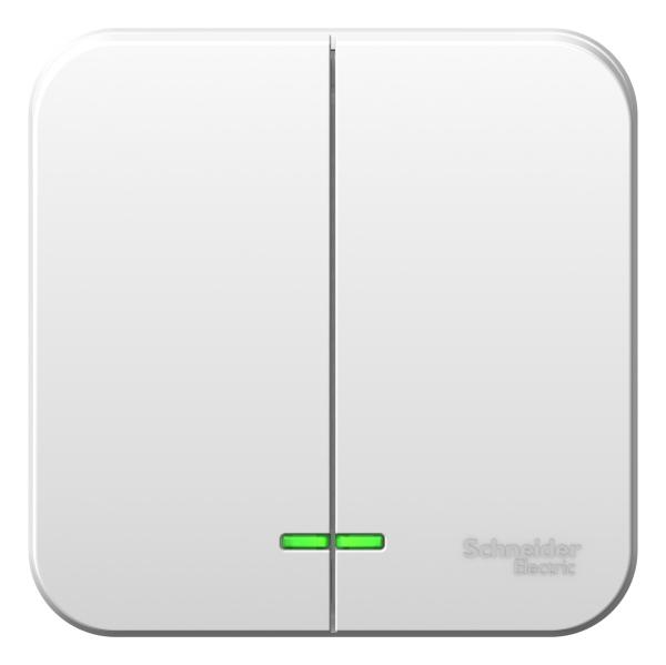 Schneider Electric  BLANCA  Белый  Выключатель 2-клавишный (cхема.5) 10А, 250B, открытая установка BLNVA105021
