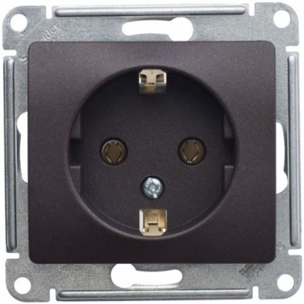 Schneider Electric Glossa Графит Розетка с заземляющими контактами механизм IP20 скрытая установка GSL001343
