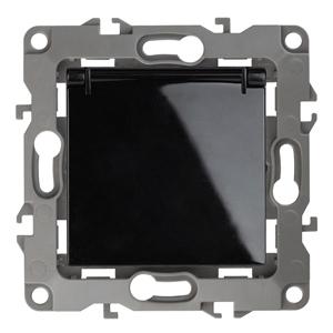 ЭРА  Эра12  Черный  Розетка 2P+E Schuko со шторками с крышкой 16АХ-250В 12-2103-06 Б0014698