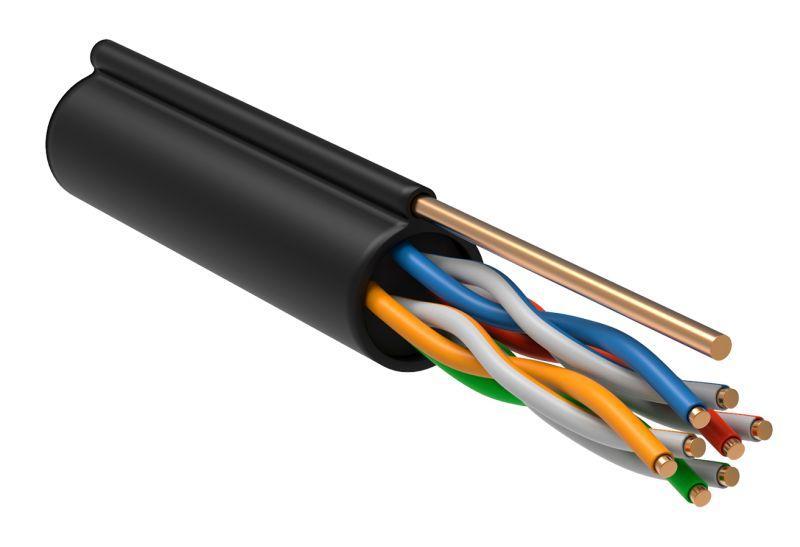 Кабель витая пара F/UTP кат.5e 4х2х24AWG solid CU LDPE OUTDOOR GENERICA трос черн. 305м (м) ITK BC3-C5E04-359-305-G