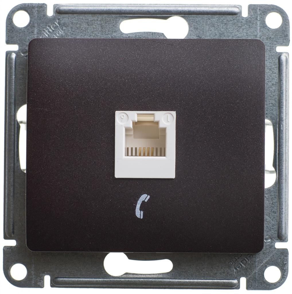 Schneider Electric Glossa Антрацит Розетка телефонная RJ11 механизм IP20 скрытая установка GSL000781T