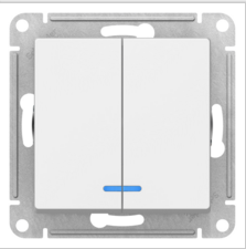 Schneider Electric AtlasDesign  Белый  Выключатель 2-клавишный с подсветкой схема 5а, 10АХ, механизм ATN000153
