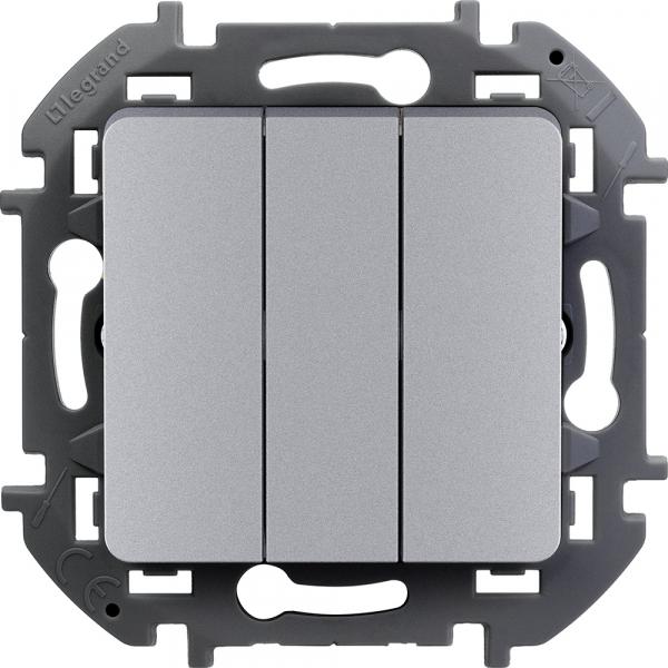 Legrand INSPIRIA Алюминий Выключатель 3-клавишный IP20 скрытая установка 673642