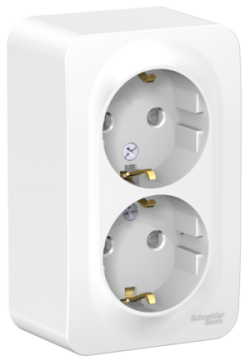 Schneider Electric  BLANCA  Белый  Розетка 2-местная с заземляющими контактами со шторками изолирующая пластина 16А, 250В, IP20  открытая установка BLNRA011211