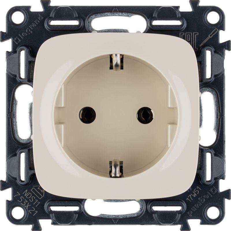 Розетка 1-м СП Valena Allure 16А IP2X 250В 2P+E безвинт. клеммы с лицев. панелью механизм сл. кость Leg 753821