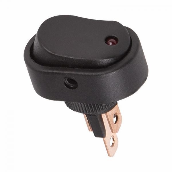 Выключатель клавишный 12V 20А (3с) ON-OFF черный ОВАЛ с красной LED подсветкой (RWB-523, ASW-20D)  REXANT 36-2670