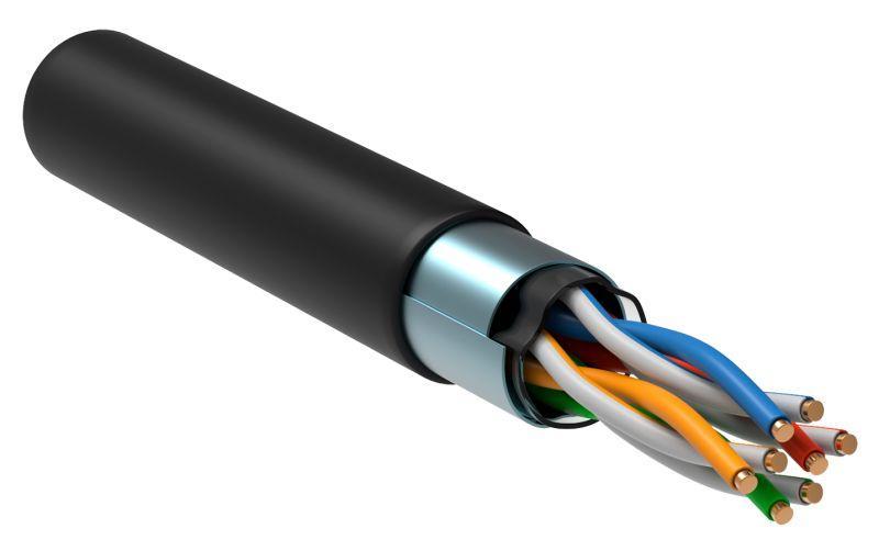 Кабель витая пара F/UTP кат.5e 4х2х24AWG solid CU LDPE OUTDOOR GENERICA черн. 305м (м) ITK BC3-C5E04-339-305-G