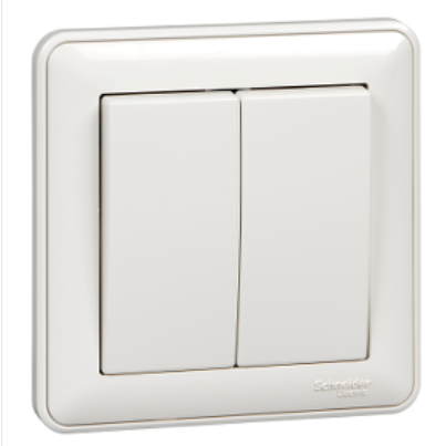 Schneider Electric  Wessen59  Белый  Выключатель 2-клавишный 10АХ, в сборе VS510-252-18