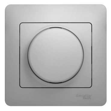 Schneider Electric Glossa Алюминий Диммер универсальый 600Вт/ВА, в сборе с рамкой IP20 скрытая установка GSL000336