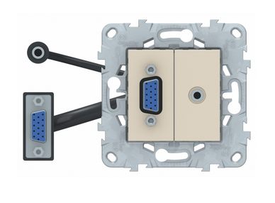 Schneider Electric Unica NEW Бежевый Розетка HD15+Minijackk, NU593244