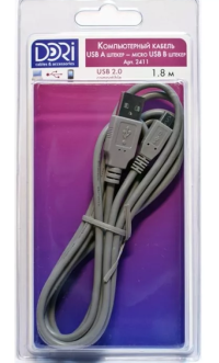 Шнур USB A шт. - micro USB B шт. L=1,8м. в блистере (2411)