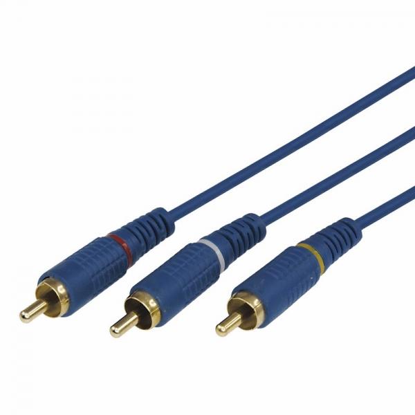 Шнур  3х3 RCA  1.5М  синий  gold  REXANT 17-0202-1