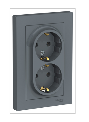 Schneider Electric AtlasDesign Грифель  Розетка 2-местная с заземляющими контактами, 16А, в сборе ATN000724