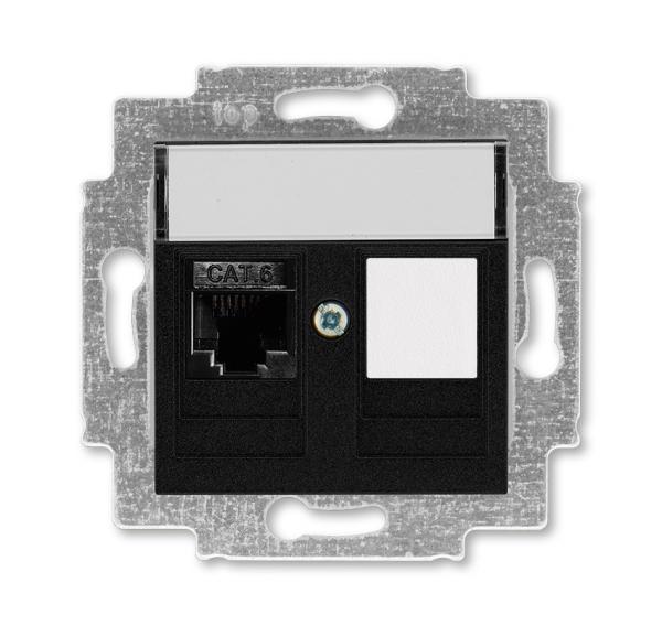 ABB  Levit  Антрацит Розетка компьютерная RJ45 категория 6+заглушка, 2CHH296117A6063