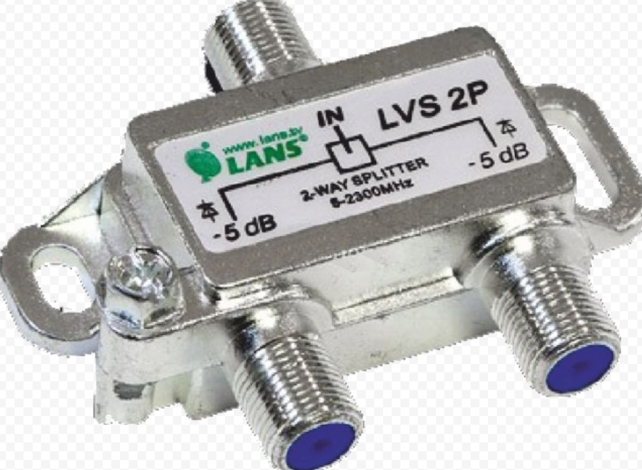 Разветвитель Lans LVS2P TV сигнала 1 вход 2 выхода под F-штекер 2300МГц
