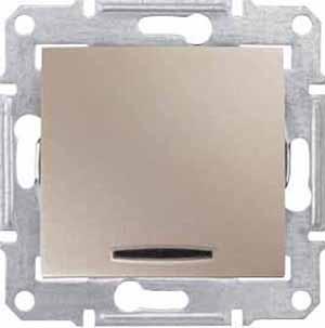 Schneider Electric Sedna Титан Выключатель механизм кнопочный с синей подсветкой 10А IP20 скрытая установка SDN1600168