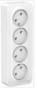 Schneider Electric  BLANCA  Белый  Розетка 4-местная без заземляющих контактов без шторок изолирующая пластина 16А, 250В, IP20  открытая установка BLNRA000411