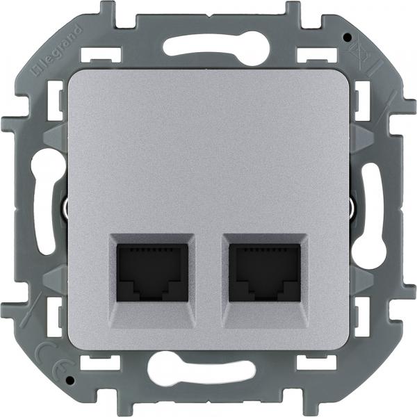 Legrand INSPIRIA Алюминий Розетка компьютерная 2-местная RJ45 6 UTP IP20 скрытая установка 673842
