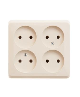 Schneider Electric  ЭТЮД  Крем  Розетка 4-местная открытая установка без заземляющих контактов PA16-205K