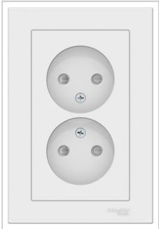 Schneider Electric AtlasDesign  Белый  Розетка 2-местная без заземляющих контактов со шторками16А, в сборе ATN000122