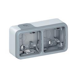 Legrand   Plexo Серый  Короб открытая установка с рамкой 2-местный горизонтальный IP55 069672
