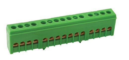 Шина нулевая в изоляционной оболочке Navigator  NBB-I69-15KD/G 6*9, 15 отверстий 71 185