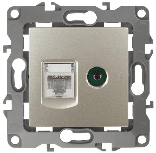 ЭРА  Эра12  Шампань  Розетка информационная RJ45+TV,  12-3110-04