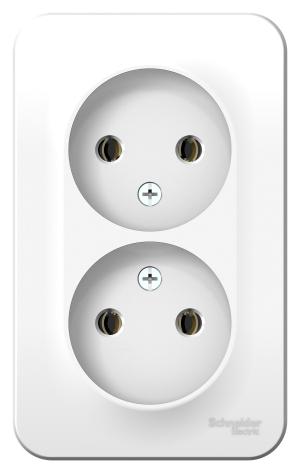 Schneider Electric  BLANCA  Белый  Розетка 2-местная без заземляющих контактов без шторок изолирующая пластина, 16А, 250В, IP20  открытая установка BLNRA000211