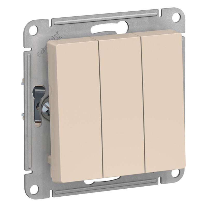 Выключатель 3-кл. СП AtlasDesign 10А IP20 (сх. 1+1+1) 10AX механизм беж. SchE ATN000231