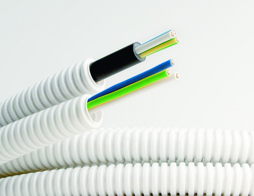 Электротруба ПВХ гибкая гофр. д.16мм, цвет серый, с кабелем 3х1,5 ВВГнгLS РЭК"ГОСТ+", 25м