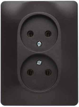 Schneider Electric Glossa Шоколад Розетка 2-местная без заземляющих контактов в сборе с рамкой IP20 скрытая установка GSL000820