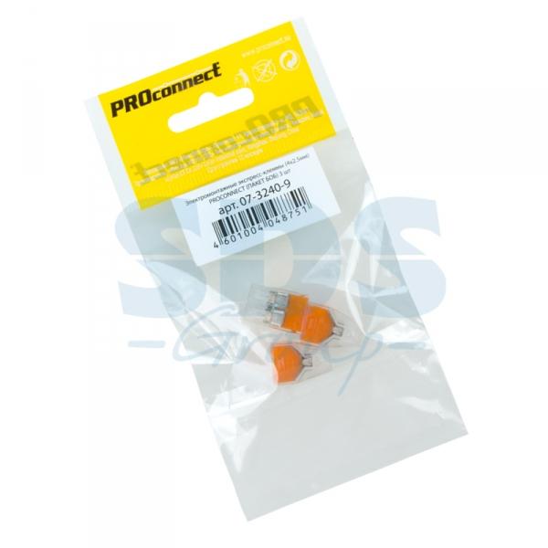 PROCONNECT Экспресс-клемма соед., 4-проводная (0,75-2,5 мм²) (3шт.) (пакет) 07-3240-9 07-3240-9