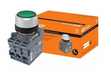 Кнопка с фиксацией SB7-CAL35 d22мм 1з+1р зеленая TDM