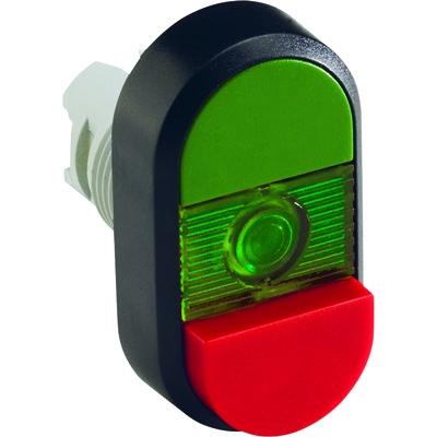 ABB Кнопка двойная MPD13-11G (зеленая/красная-выступающая) зеленая л инза с текстом (I/O) /1SFA611142R1102/