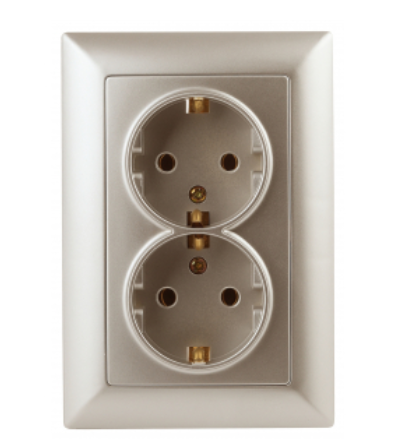 ЭРА Intro Solo  Шампань  Розетка 2X2P+E Schuko, 16А-250В, скрытая установка  4-205-04