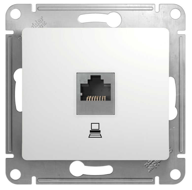 Schneider Electric Glossa  Белый Розетка компьютерная RJ45 категория 5E, механизм IP20 скрытая установка GSL000181K