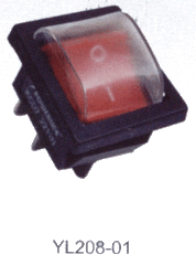 Клавишный переключатель YL-208-01 черный корпус красная клавиша (влагозащищенный) 2 положения 2з TDM
