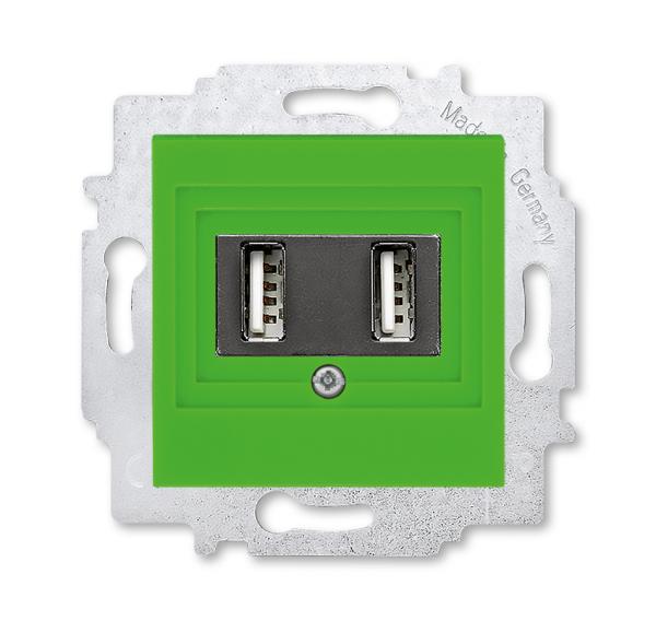 ABB  Levit  Зелёный Зарядка USB 2-местная, 2CHH290040A6067