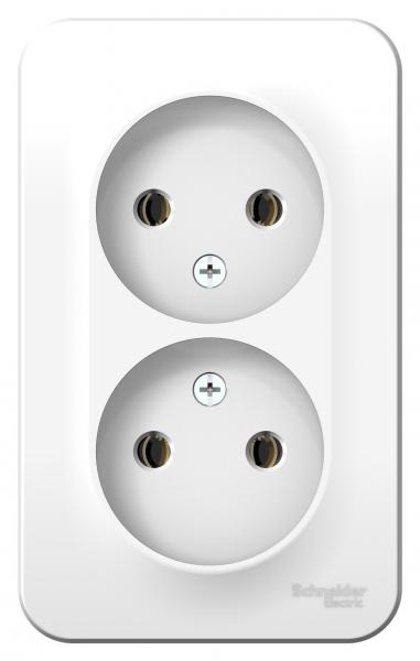 Schneider Electric  BLANCA  Белый  Розетка 2-местная без заземляющих контактов без шторок монтажная пластина, 16А, 250В, открытая установка BLNRA000221