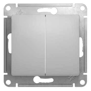 Schneider Electric Glossa Алюминий Переключатель 2-клавишный схема6, механизм IP20 скрытая установка GSL000365