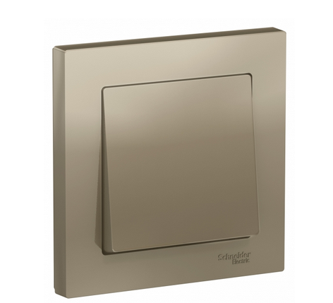 Schneider Electric AtlasDesign Шампань  Выключатель 1-клавишный схема 1, 10АХ, в сборе ATN000512