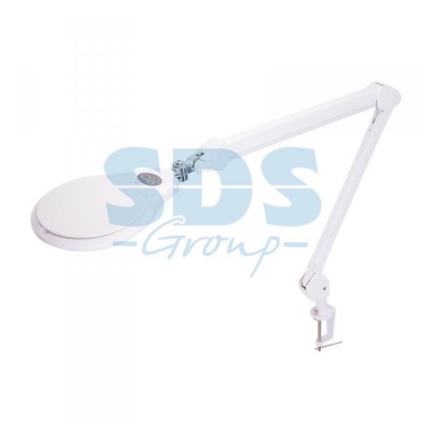 Лупа 5Х на струбцине КРУГЛАЯ  с подсветкой и сенсорным регулятором 60 LED, белая  REXANT 31-0532