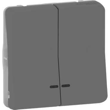 Schneider Electric Mureva Styl  Антрацит Выключатель механизм 2-местный кнопочный с подсветкой IP55 MUR35228