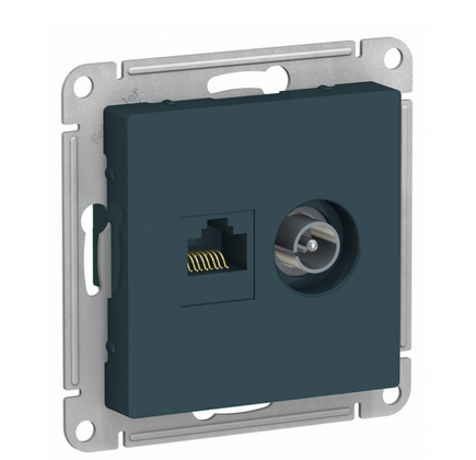 Schneider Electric AtlasDesign Изумруд  Розетка 2-местная компьютерная+ТВ, RJ45+TV, кат.5E, механизм ATN000889