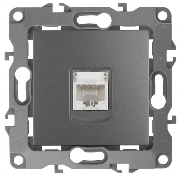 ЭРА  Эра12  Графит  Розетка информационная RJ45,   12-3107-12
