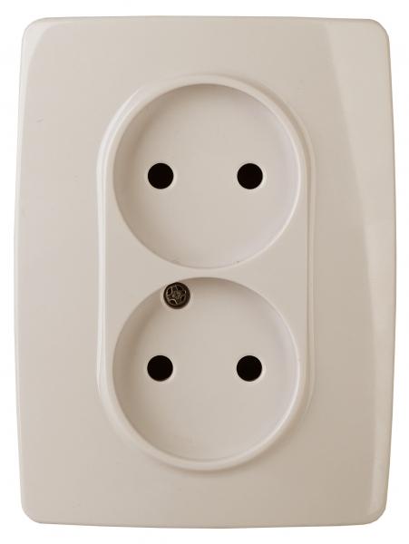 ЭРА  Эра12  Слоновая Кость  Розетка 2X2P, 16А-250В, б.л.,   12-2007-02 Б0038811